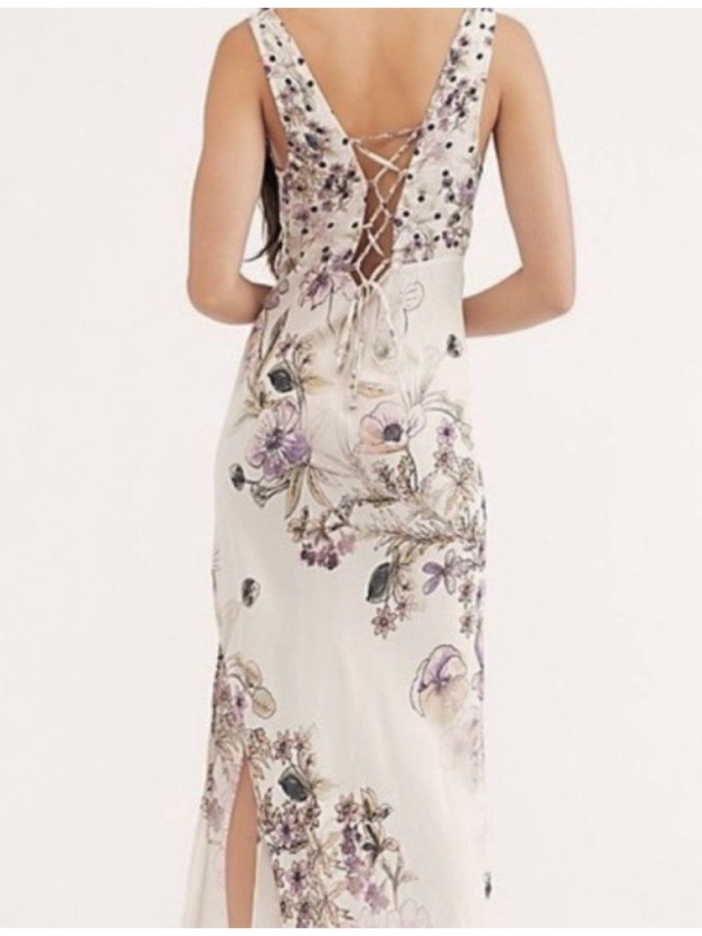 Free People Never Too Late Floral Lace-Up Back Maxi Dress